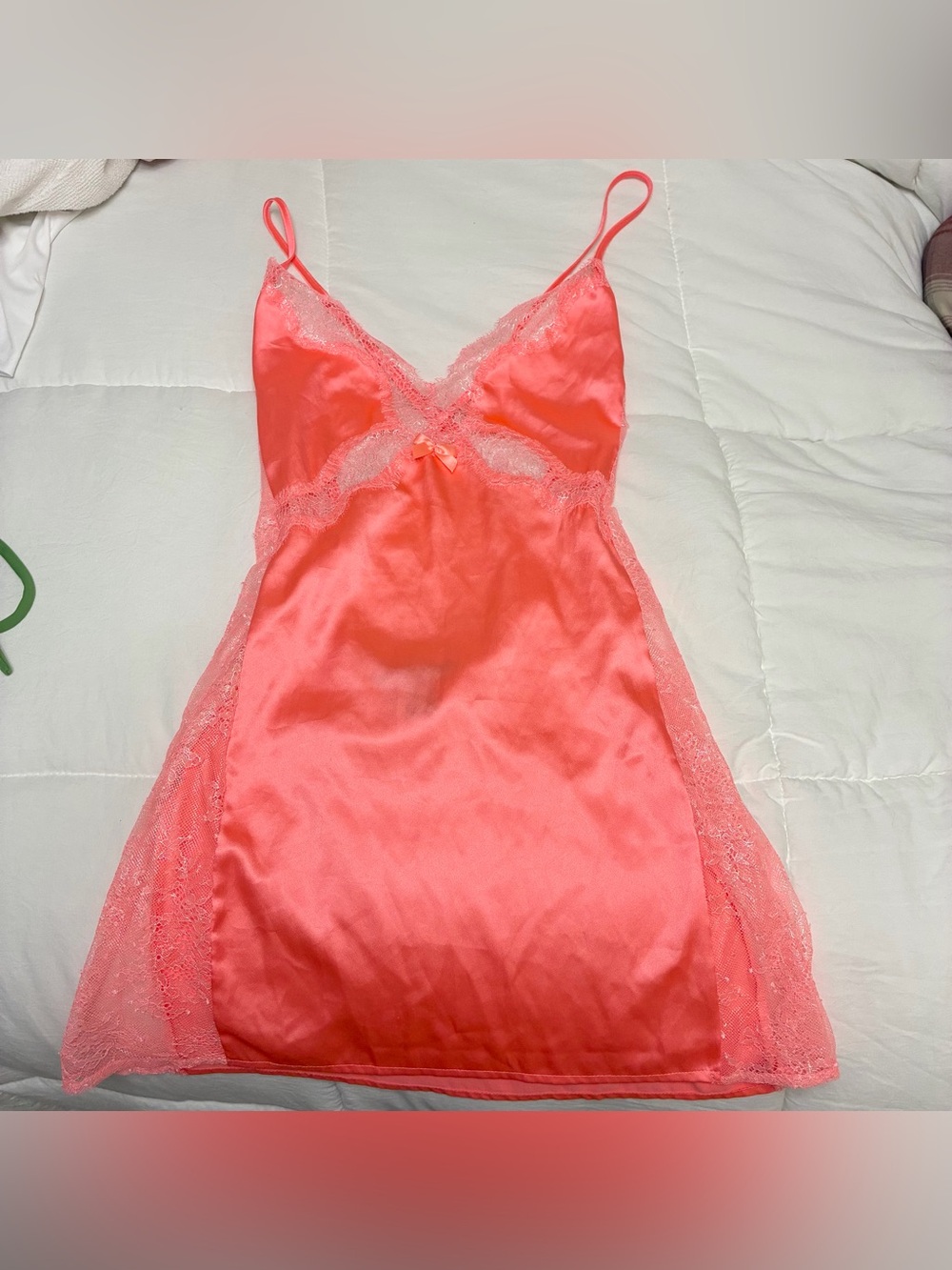Victoria’s Secret neon satin and lace trim nightgown
